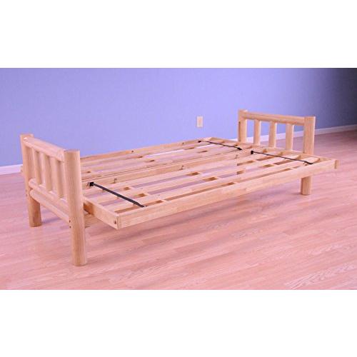 【並行輸入品】 Lodge Natural Wood Futon Set | Peter's Cabin Futon Mattress | Fu