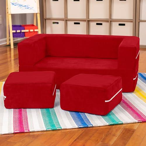 【並行輸入品】Jaxx Zipline Kids Modular Loveseat & Ottomans / Fold Out Lounger，