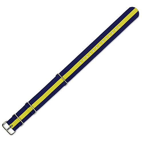 【並行輸入品】Fanmis 20 mmナイロンストライプネイビーブルー/イエロー交換可能交換用時計バンドストラップ FANMIS 20mm Nyの画像