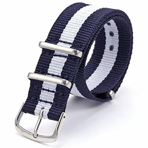 【並行輸入品】 FANMIS 22mm Blue & White Army Nylon Sport Watch Band Straps forの画像