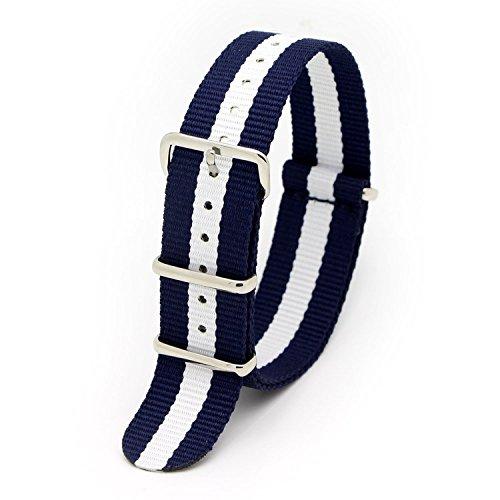 【並行輸入品】 FANMIS 22mm Blue & White Army Nylon Sport Watch Band Straps forの画像