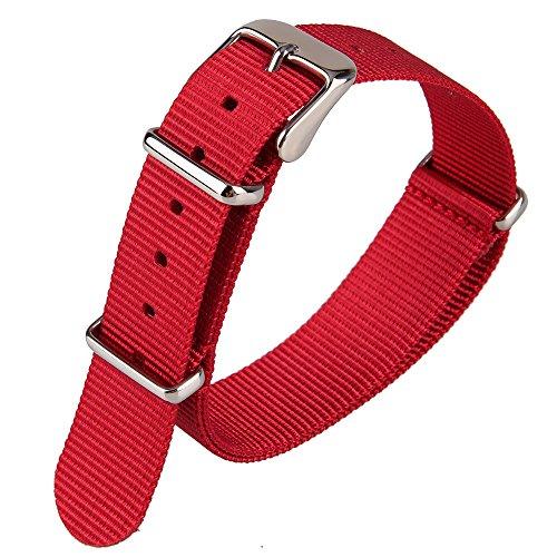 【並行輸入品】18 mmレッドナイロンファブリックバンドWatch Woven耐久性腕時計バンド 18mm Red Nylon Fabric Wの画像