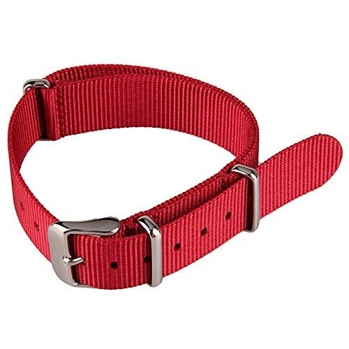 【並行輸入品】18 mmレッドナイロンファブリックバンドWatch Woven耐久性腕時計バンド 18mm Red Nylon Fabric Wの画像