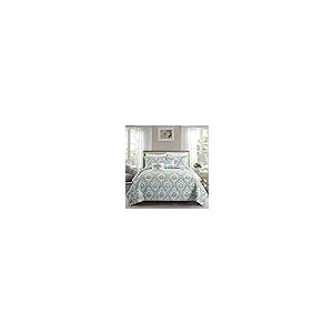 【並行輸入品】Serenta Tivoli Ikat Design 5点 ティールアクアプリント プレウォッシュ加工 キルト ベッドカバー 夏用_2