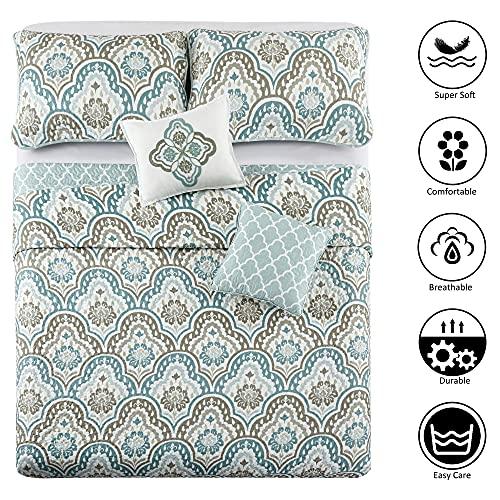 【並行輸入品】Serenta Tivoli Ikat Design 5点 ティールアクアプリント プレウォッシュ加工 キルト ベッドカバー 夏用_7