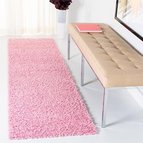 【並行輸入品】 SAFAVIEH Athens Shag Collection Runner Rug 2'3" x 8'， Pink， No_1