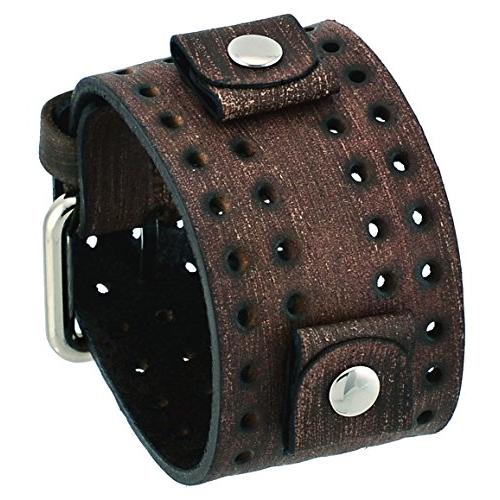 【並行輸入品】ネメシスflh b 24 mmラグ幅Wide FadedブラウンPerforated Leather Cuff Watch Ban_1