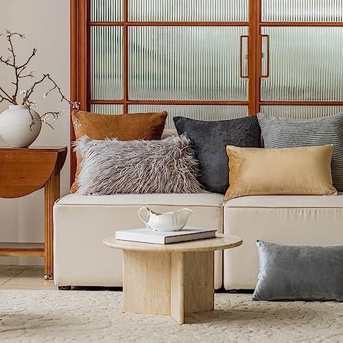【並行輸入品】Home Brilliant ベルベット 装飾スロークッションカバー クッションケース ソファ用 12" x 20" ゴールド H