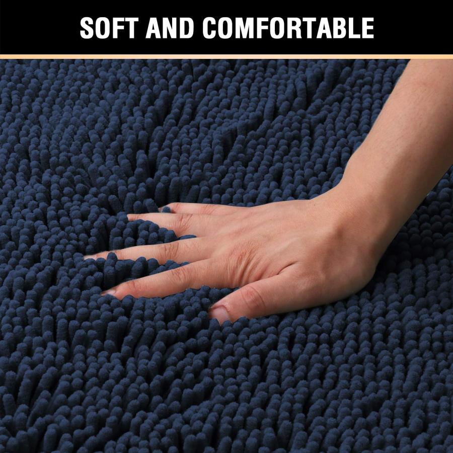 【並行輸入品】 H.VERSAILTEX Navy Blue Bath Mats for Bathroom， Bath Mat 20x32 in_6