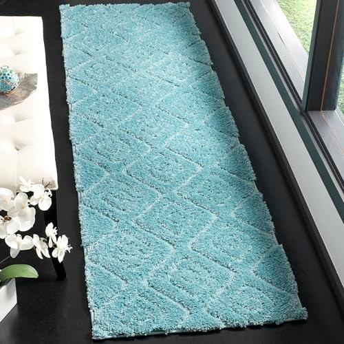 【並行輸入品】 SAFAVIEH Olympia Shag Collection Runner Rug 2'3" x 8'， Blue， G_1