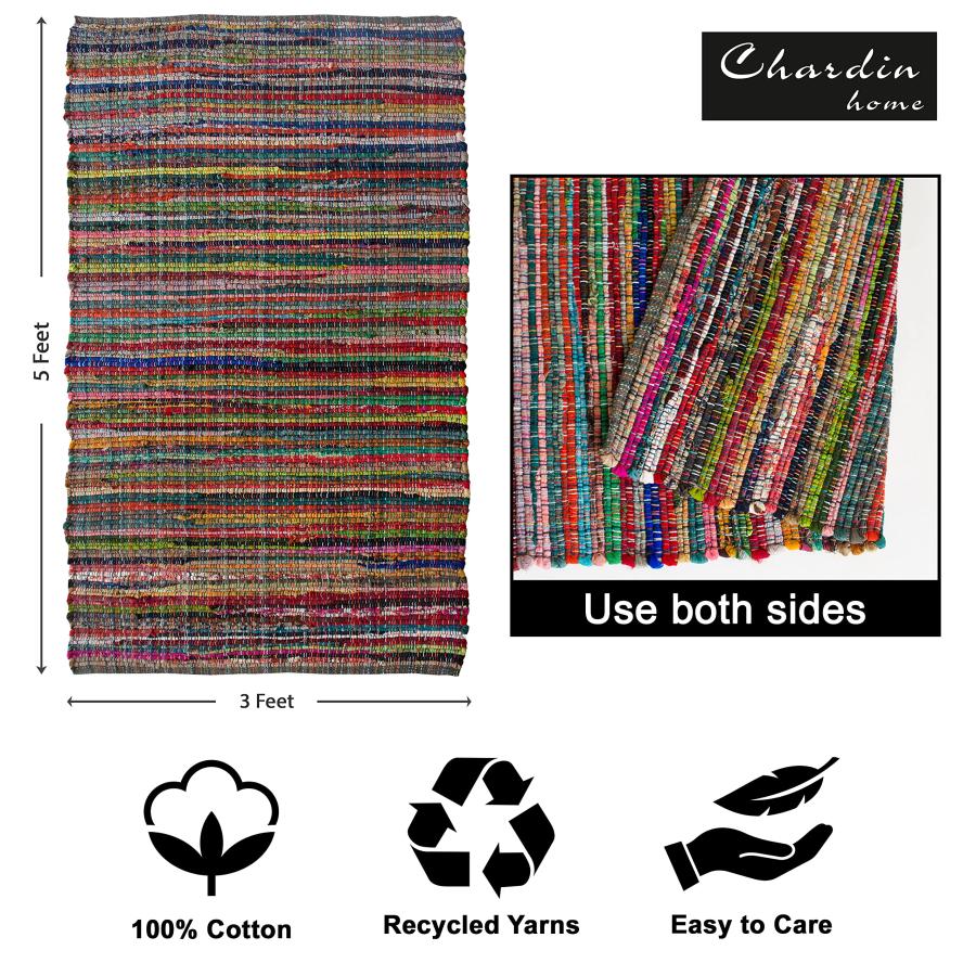 【並行輸入品】 Chardin home Eco Friendly 100% Recycled Cotton Colorful chindi_9