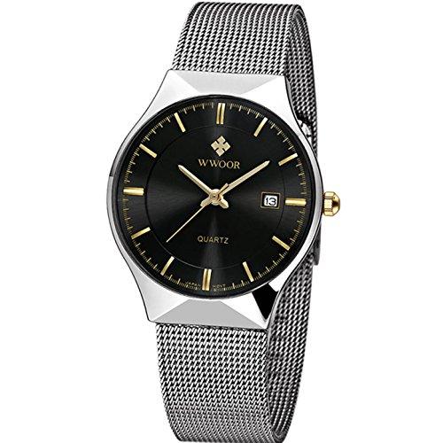 【並行輸入品】メンズ新しいTop Luxury Watch Ultra Thinステンレススチールメッシュバンドクォーツ腕時計ファッションカジュ_1