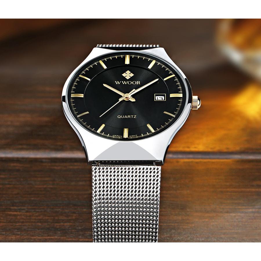 【並行輸入品】メンズ新しいTop Luxury Watch Ultra Thinステンレススチールメッシュバンドクォーツ腕時計ファッションカジュ_3