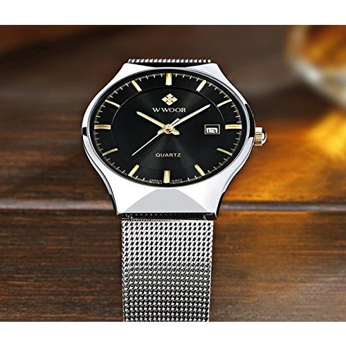 【並行輸入品】メンズ新しいTop Luxury Watch Ultra Thinステンレススチールメッシュバンドクォーツ腕時計ファッションカジュ_4