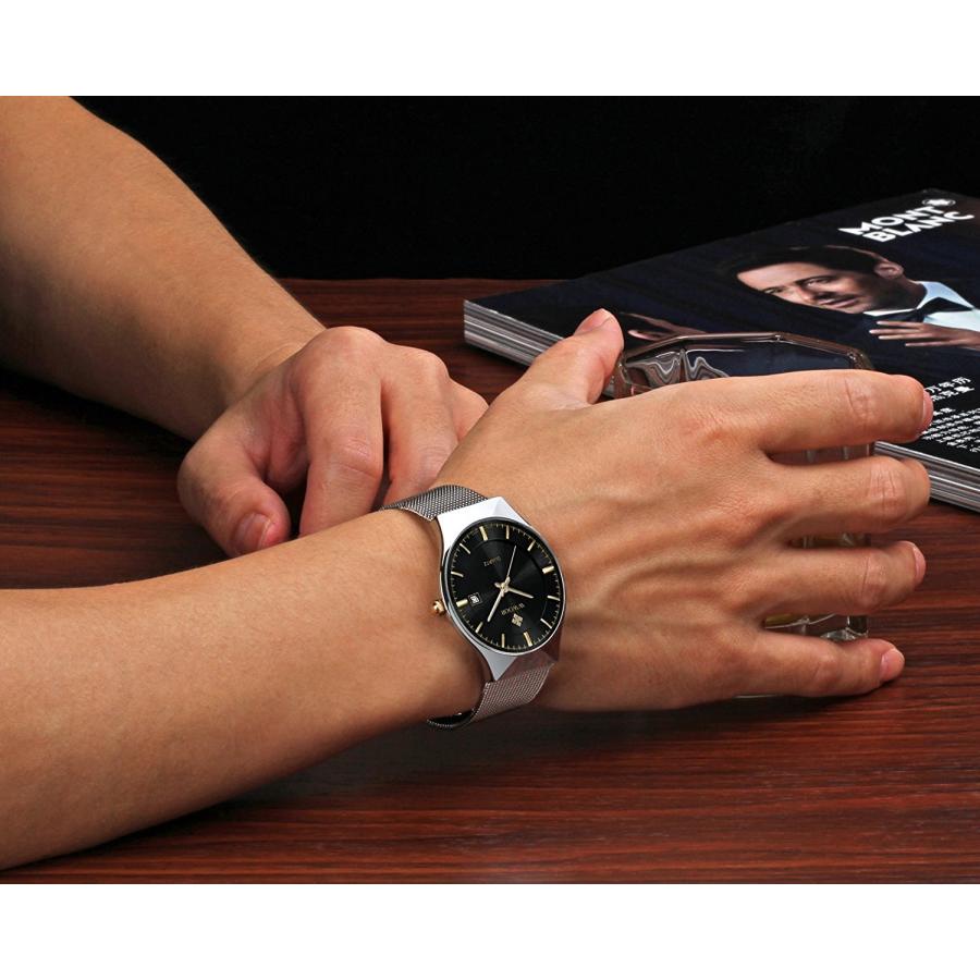 【並行輸入品】メンズ新しいTop Luxury Watch Ultra Thinステンレススチールメッシュバンドクォーツ腕時計ファッションカジュ_9