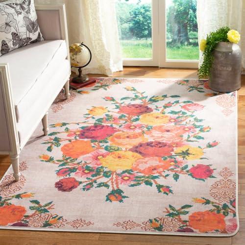 【並行輸入品】 SAFAVIEH Washable Rug Daytona Collection 4' x 6'， Cream & Oran_1