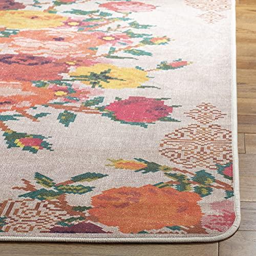 【並行輸入品】 SAFAVIEH Washable Rug Daytona Collection 4' x 6'， Cream & Oran_7