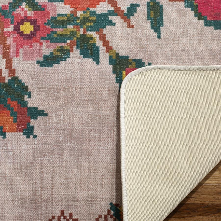 【並行輸入品】 SAFAVIEH Washable Rug Daytona Collection 4' x 6'， Cream & Oran_9