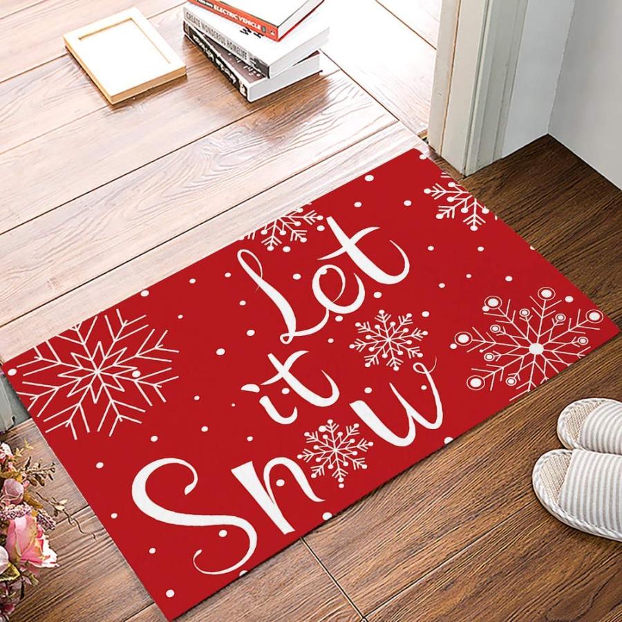 【並行輸入品】クリスマス装飾ドアマット Let It Snow Winter Snowflake、ノンスリップ 屋内/屋外/玄関/浴室玄関マット_3