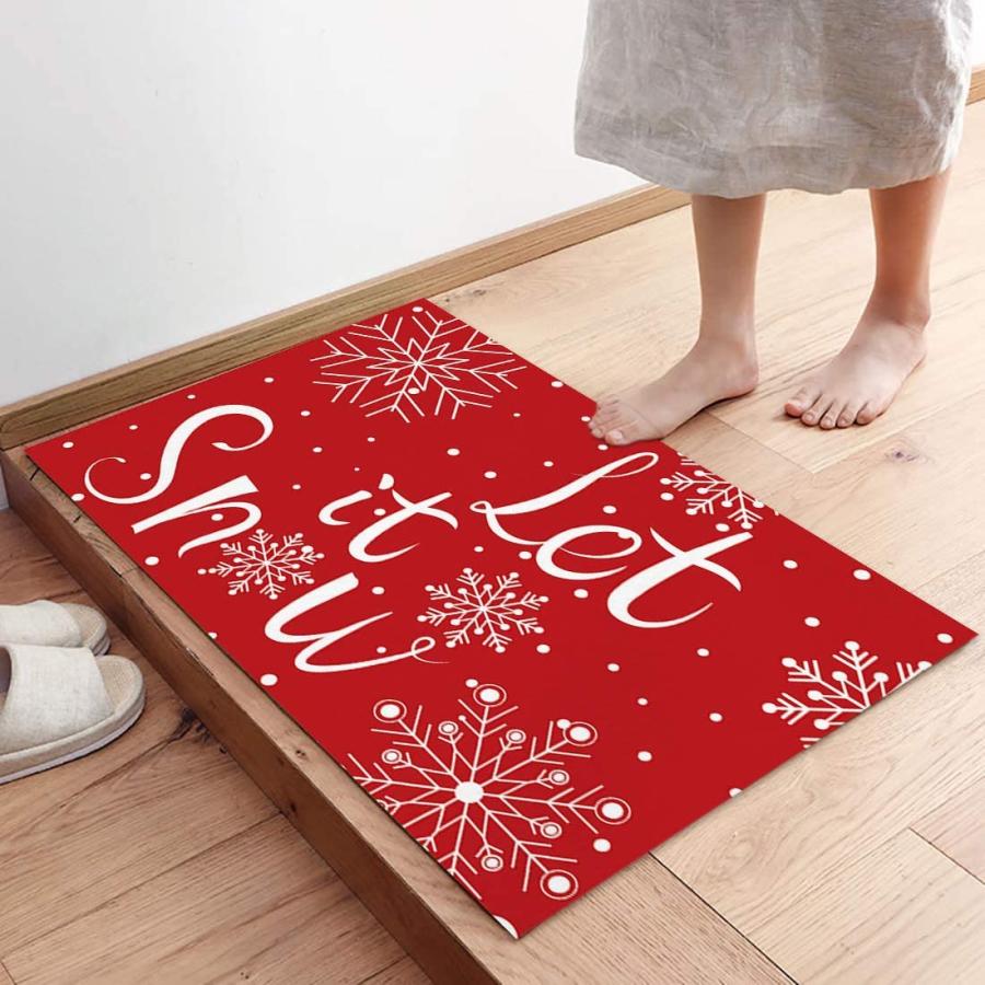 【並行輸入品】クリスマス装飾ドアマット Let It Snow Winter Snowflake、ノンスリップ 屋内/屋外/玄関/浴室玄関マット_9