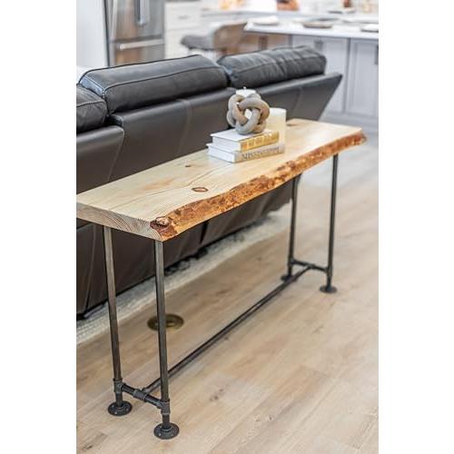 【並行輸入品】 Southern Rustic LOGWERKS Industrial Pipe Sofa Table Live Edge_1