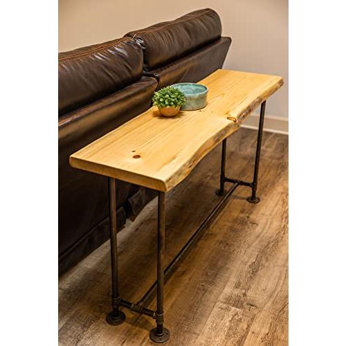 【並行輸入品】 Southern Rustic LOGWERKS Industrial Pipe Sofa Table Live Edge_4