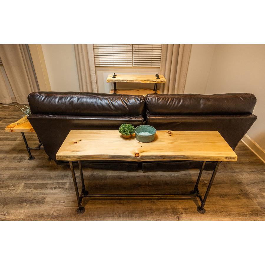 【並行輸入品】 Southern Rustic LOGWERKS Industrial Pipe Sofa Table Live Edge_6