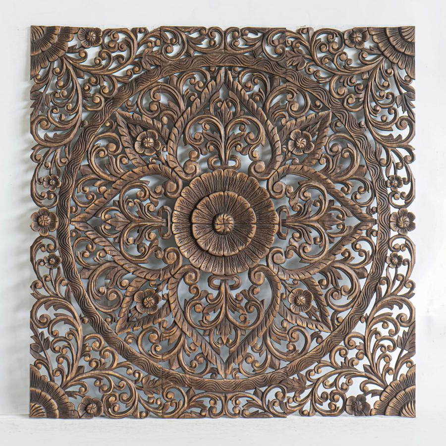 【並行輸入品】 Queen Size Boho Carved Wood Bed Headboard Hand Sculpted Wall Art_2