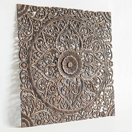 【並行輸入品】 Queen Size Boho Carved Wood Bed Headboard Hand Sculpted Wall Art_6