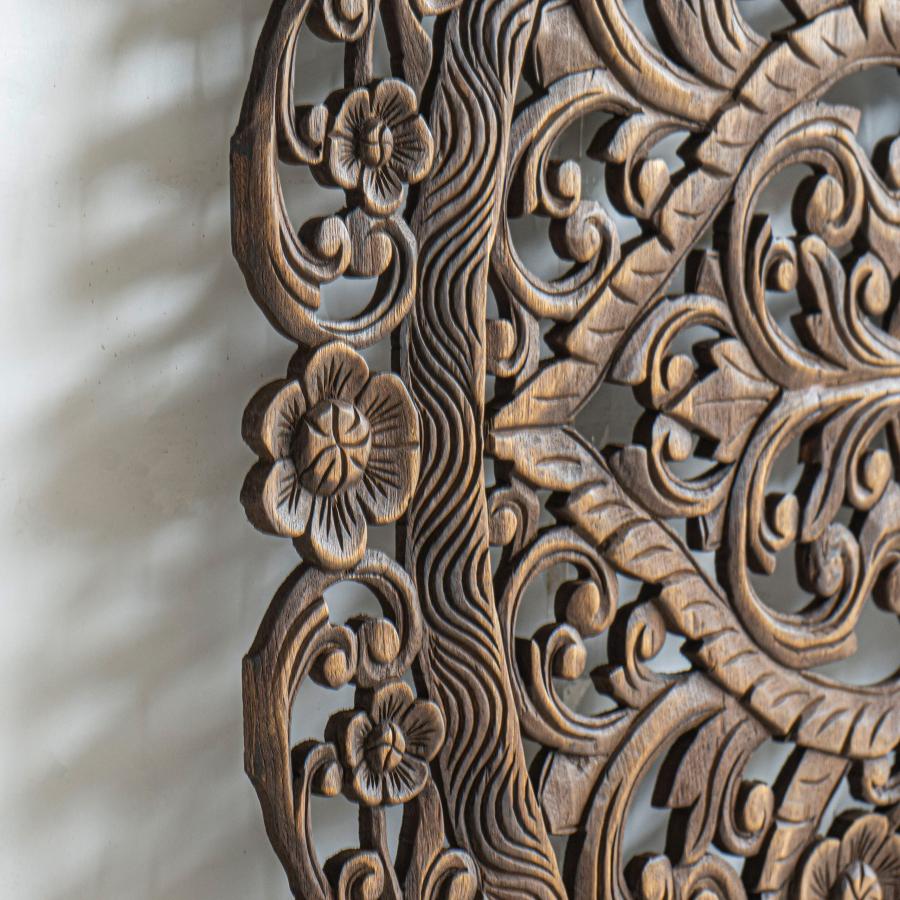 【並行輸入品】 Queen Size Boho Carved Wood Bed Headboard Hand Sculpted Wall Art_8
