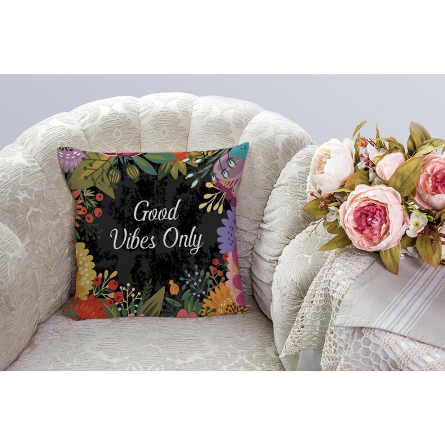 【並行輸入品】Hgod Designsスロー枕ケースFlower Good Vibes Onlyコットンリネンスクエアクッションカバー標準枕カバ