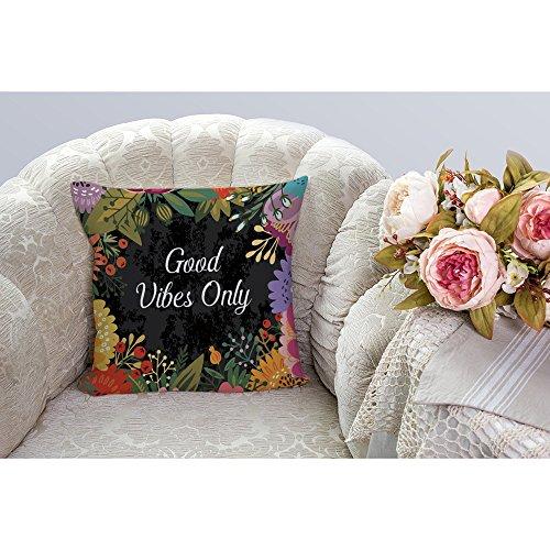 【並行輸入品】Hgod Designsスロー枕ケースFlower Good Vibes Onlyコットンリネンスクエアクッションカバー標準枕カバ
