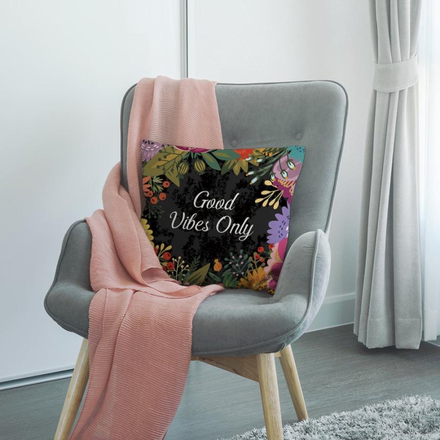 【並行輸入品】Hgod Designsスロー枕ケースFlower Good Vibes Onlyコットンリネンスクエアクッションカバー標準枕カバ