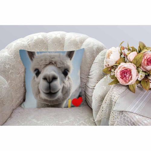 【並行輸入品】Hgod Designsスロー枕ケースI Love Llamaコットンリネンスクエアクッションカバー標準枕カバーメンズレディースキ