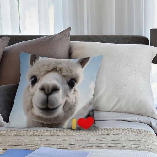 【並行輸入品】Hgod Designsスロー枕ケースI Love Llamaコットンリネンスクエアクッションカバー標準枕カバーメンズレディースキ