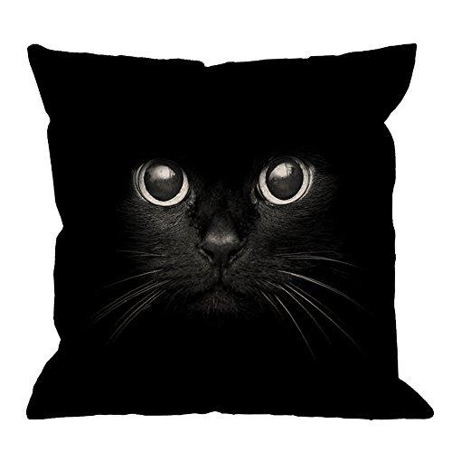 【並行輸入品】Cat Pillow Case by Hgod Designs Cute Black Cat Face withブラックEyeコッ