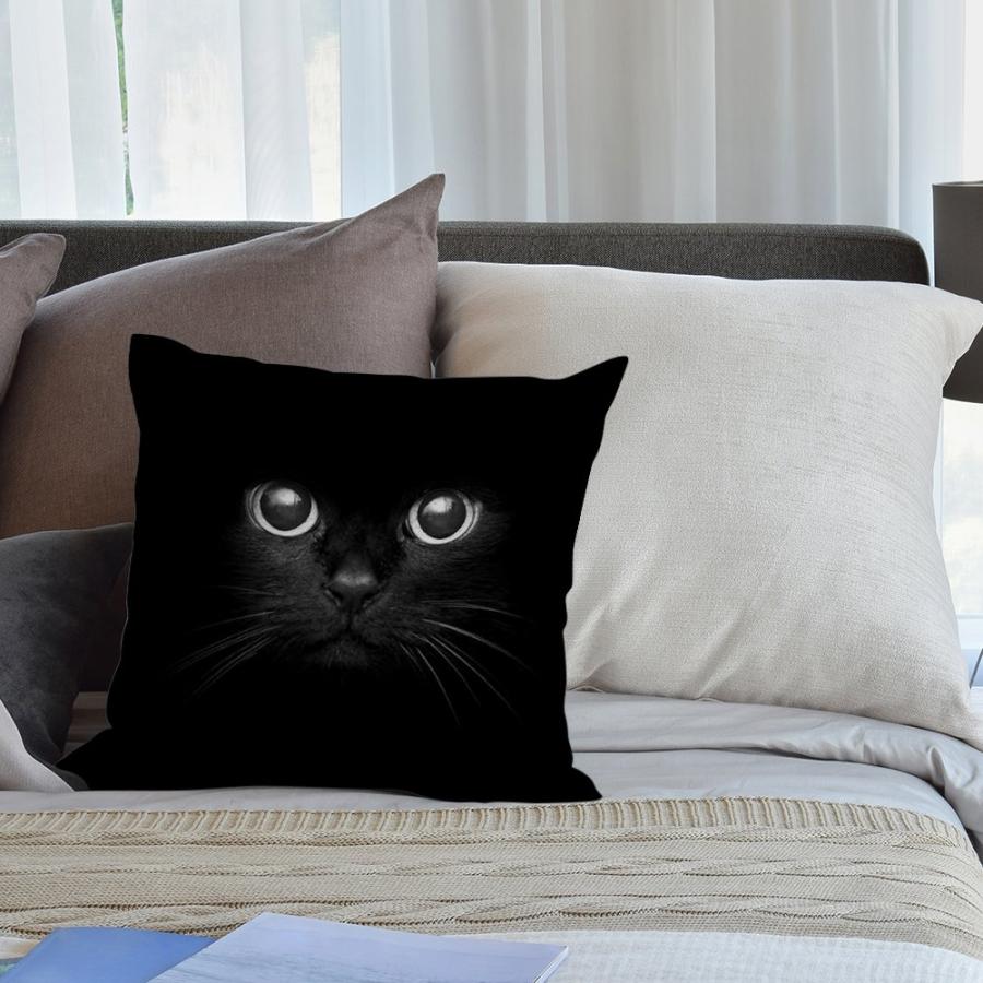 【並行輸入品】Cat Pillow Case by Hgod Designs Cute Black Cat Face withブラックEyeコッ