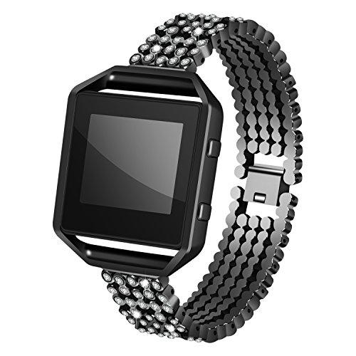【並行輸入品】AISPORTS Fitbit Blaze用バンド フレーム付き Fitbit Blaze用 ステンレススチール ラインストーンの画像