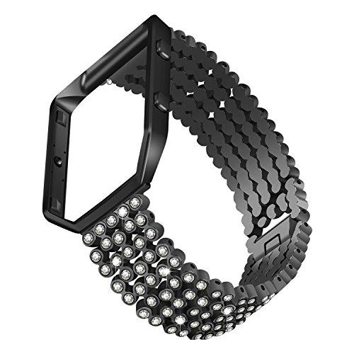 【並行輸入品】AISPORTS Fitbit Blaze用バンド フレーム付き Fitbit Blaze用 ステンレススチール ラインストーンの画像