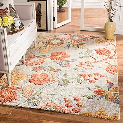 【並行輸入品】 SAFAVIEH Blossom Collection 3' x 5' Grey / Red BLM458F Handmade_1