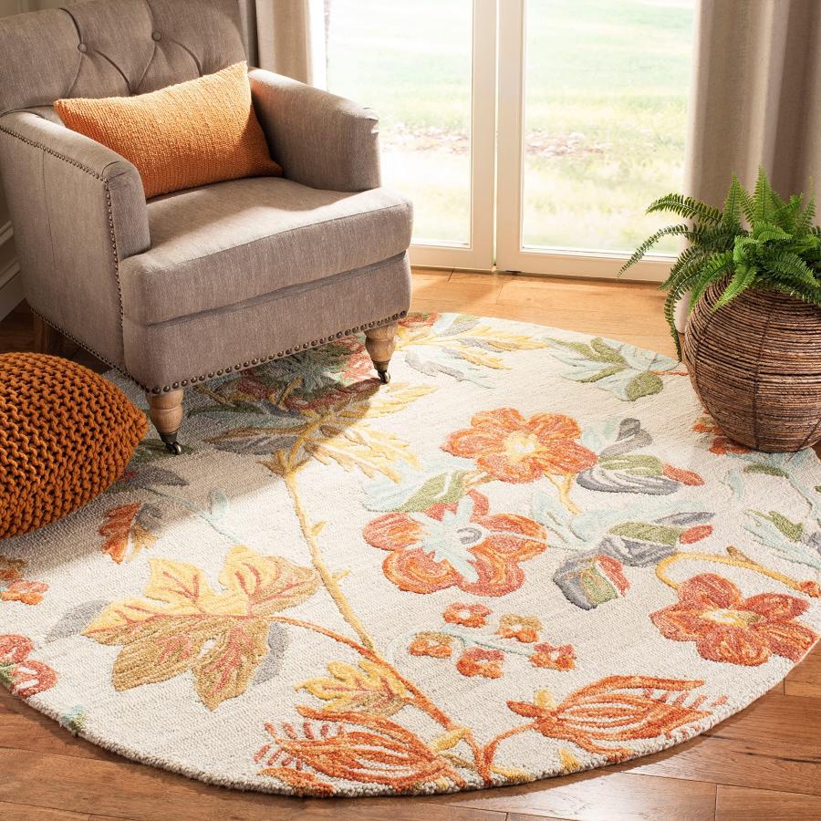 【並行輸入品】 SAFAVIEH Blossom Collection 3' x 5' Grey / Red BLM458F Handmade_9