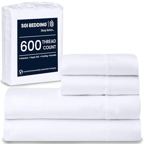 【並行輸入品】SGI Bedding 100%エジプト綿シーツ ツインサイズ 600スレッドカウントシーツセット、ソフト、涼しく、40.62_1