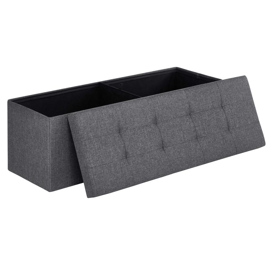 【並行輸入品】SONGMICS (ソングミックス) 109cm 折りたたみ収納オットマンベンチ 収納チェスト フットレストスツール 寝室ベンチ