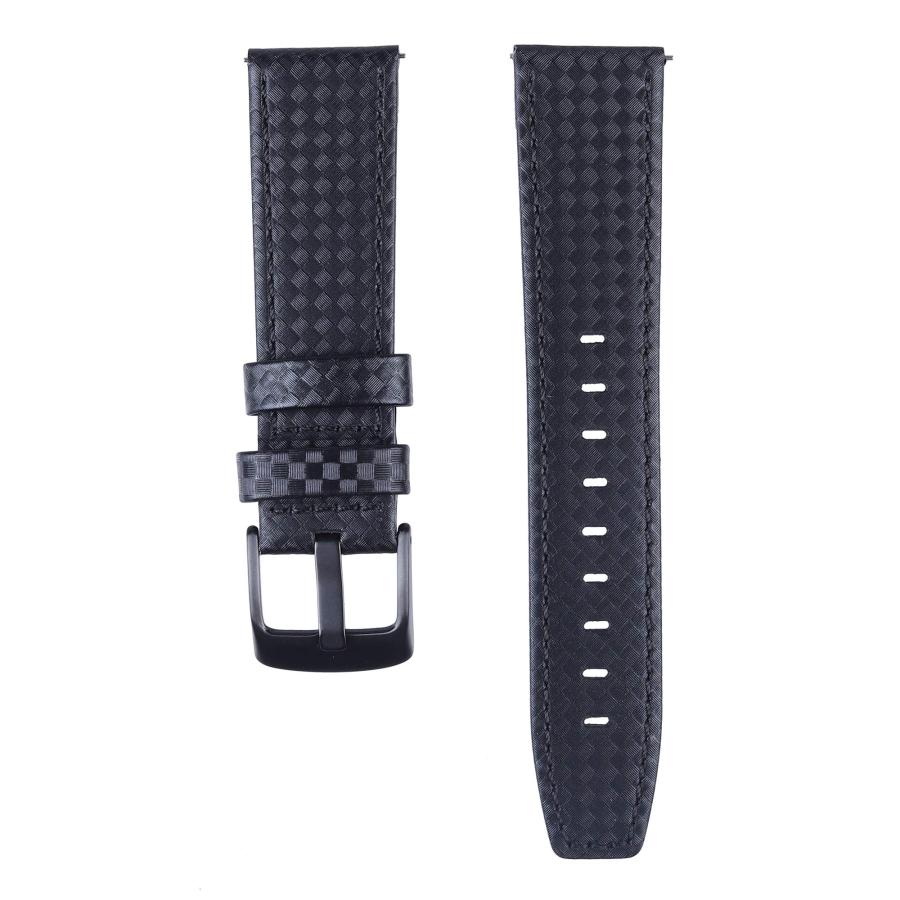 【並行輸入品】 MeShow 22mm Genuine Leather Carbon Fiber Embossed Pattern with S_3