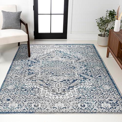 【並行輸入品】 JONATHAN Y Modern Vintage Medallion Navy/Light Gray Indoor Area_1