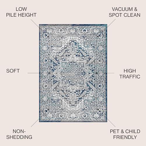 【並行輸入品】 JONATHAN Y Modern Vintage Medallion Navy/Light Gray Indoor Area_4