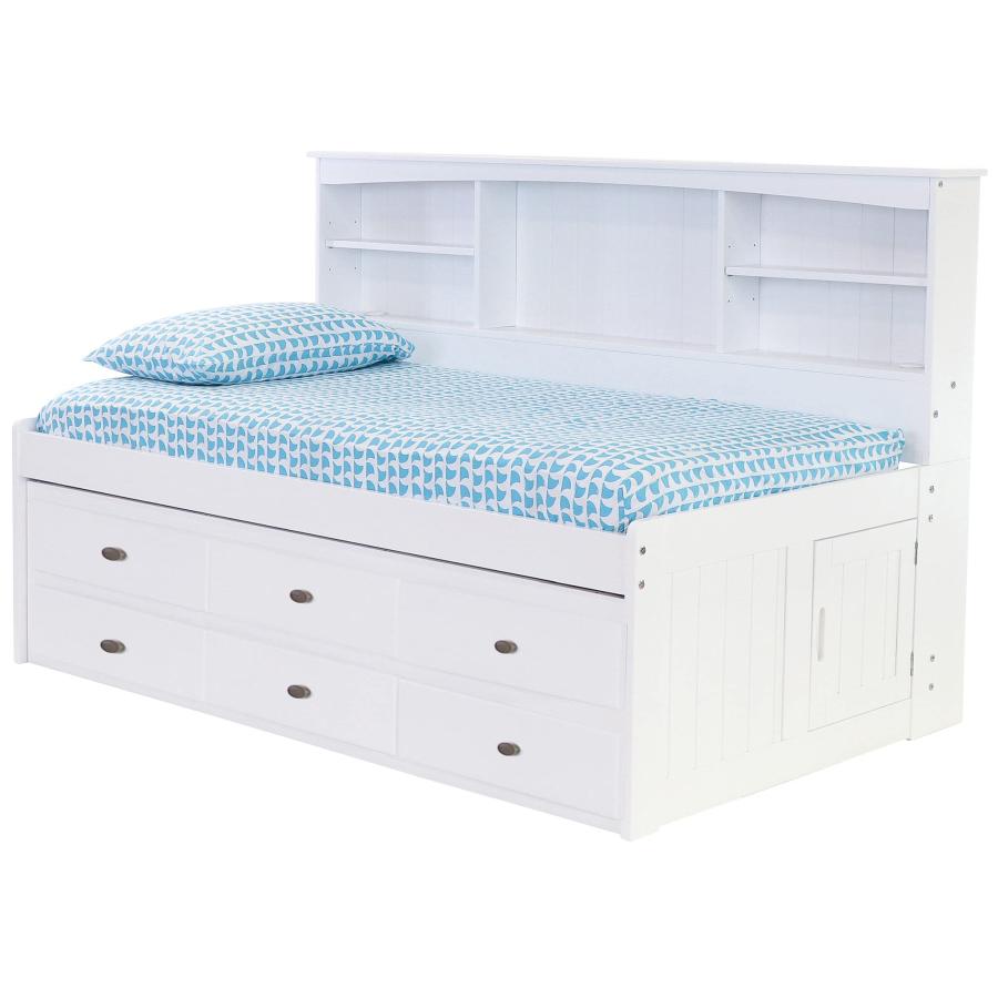 【並行輸入品】 Discovery World Furniture Twin Bookcase Daybed with 6 Drawers Whの画像