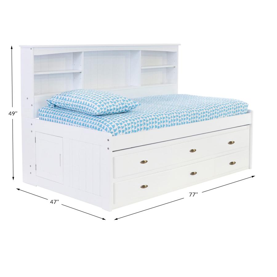 【並行輸入品】 Discovery World Furniture Twin Bookcase Daybed with 6 Drawers Whの画像