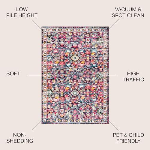 【並行輸入品】 JONATHAN Y Modern Boho Floral Multi/Purple Indoor Area Rug， 4x6，_4