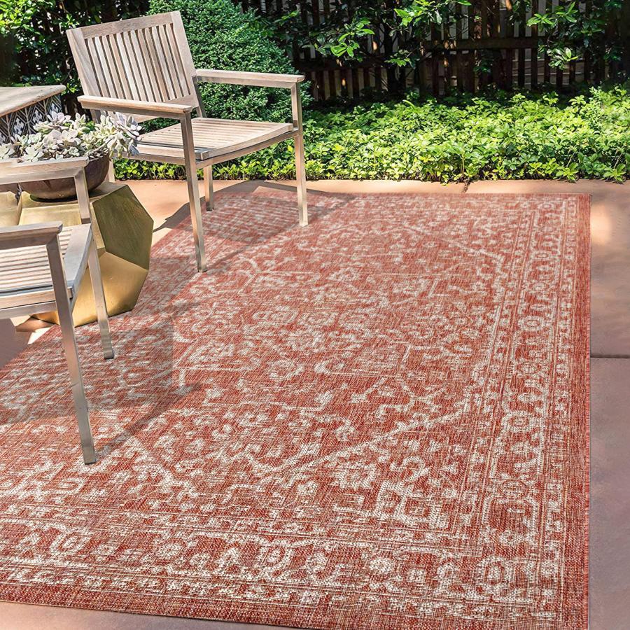 【並行輸入品】 JONATHAN Y Boho Medallion Indoor Outdoor Area Rug 4X6 Red/Taupe，_8